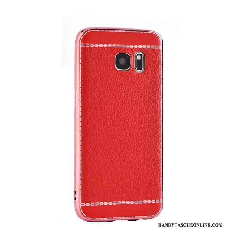 Hülle Samsung Galaxy S7 Leder Business Rot, Case Samsung Galaxy S7 Weiche Muster Trend