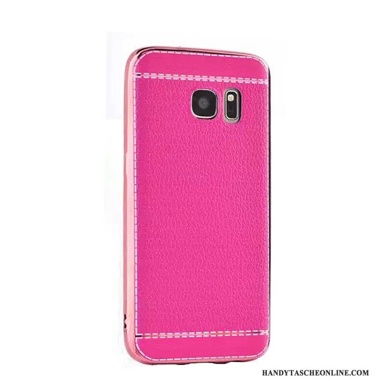 Hülle Samsung Galaxy S7 Leder Business Rot, Case Samsung Galaxy S7 Weiche Muster Trend