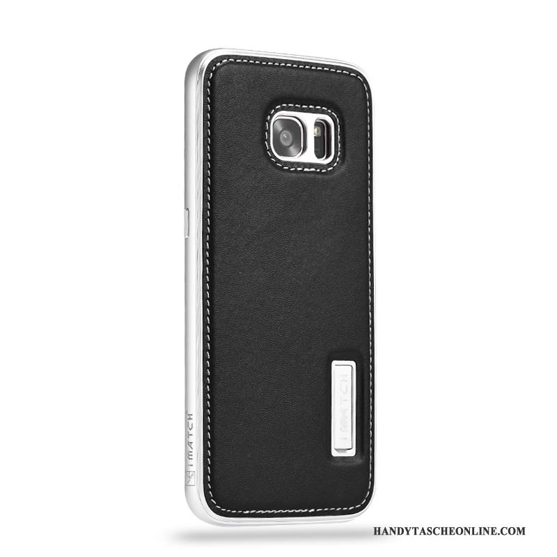 Hülle Samsung Galaxy S7 Leder Handyhüllen Rot, Case Samsung Galaxy S7 Metall Anti-sturz Business