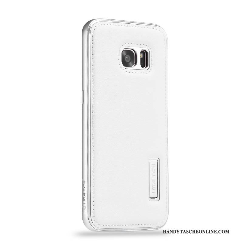 Hülle Samsung Galaxy S7 Leder Handyhüllen Rot, Case Samsung Galaxy S7 Metall Anti-sturz Business