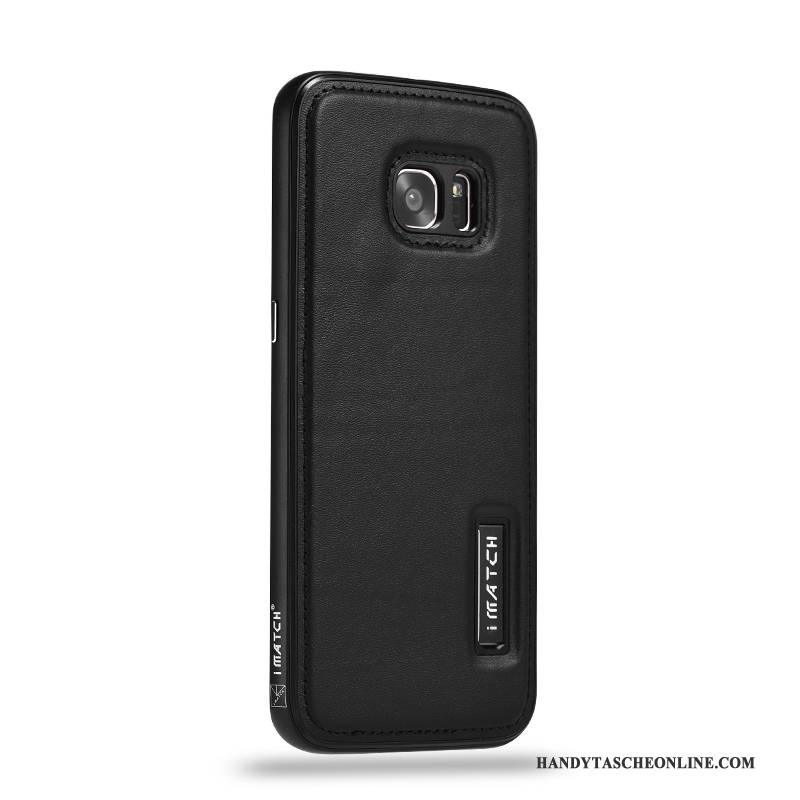 Hülle Samsung Galaxy S7 Leder Handyhüllen Rot, Case Samsung Galaxy S7 Metall Anti-sturz Business