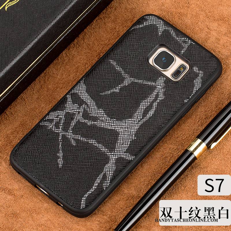 Hülle Samsung Galaxy S7 Leder Schlank Handyhüllen, Case Samsung Galaxy S7 Lederhülle Grenze Neu