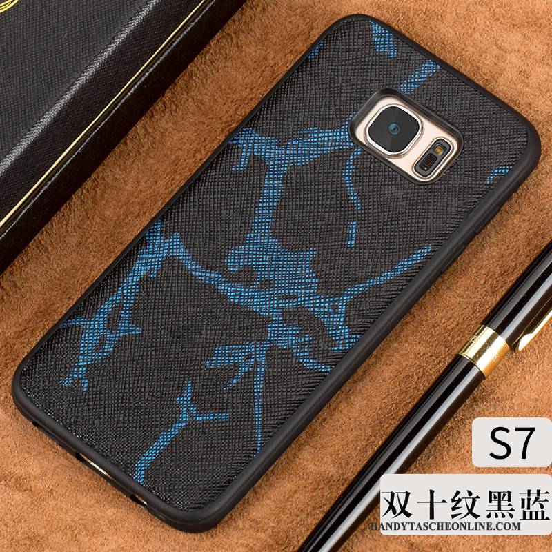 Hülle Samsung Galaxy S7 Leder Schlank Handyhüllen, Case Samsung Galaxy S7 Lederhülle Grenze Neu