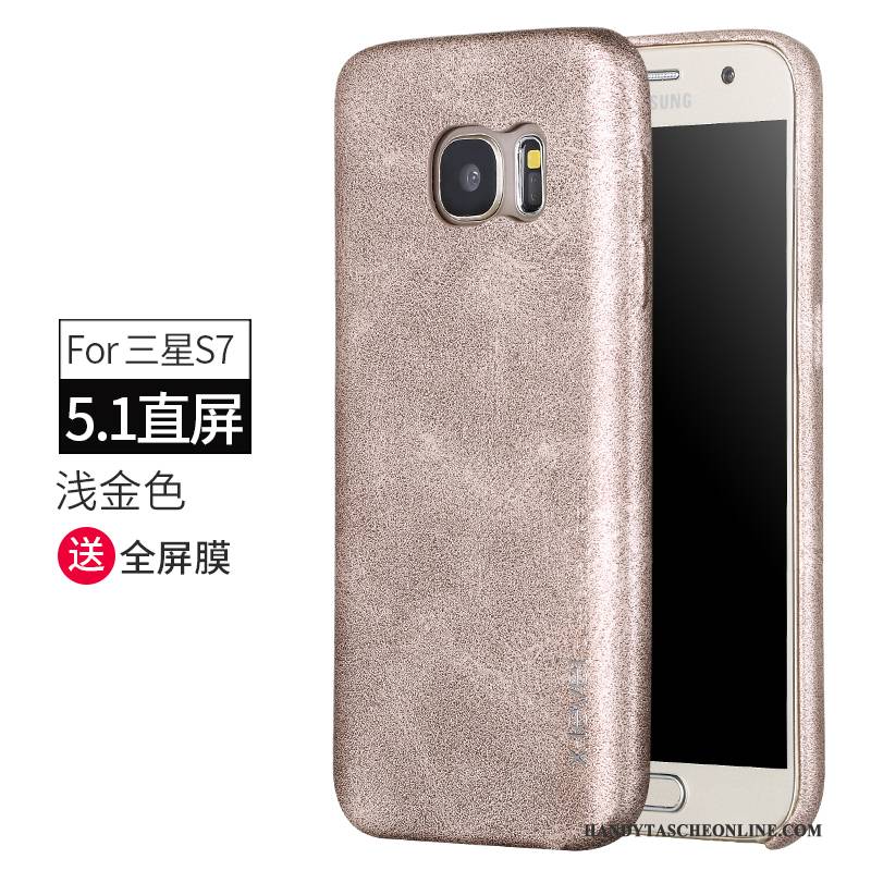 Hülle Samsung Galaxy S7 Lederhülle Lichtfarbe Schlank, Case Samsung Galaxy S7 Schutz Neu Handyhüllen