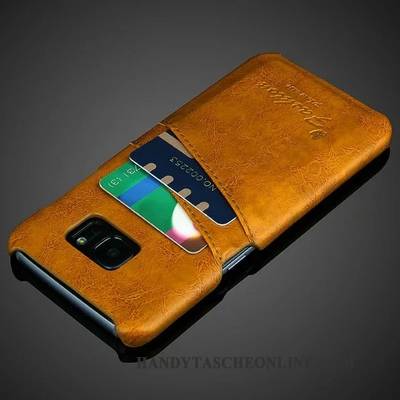 Hülle Samsung Galaxy S7 Lederhülle Orange Karte, Case Samsung Galaxy S7 Leder Hintere Abdeckung Schwarz