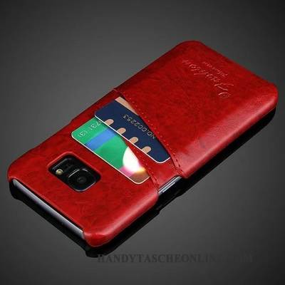 Hülle Samsung Galaxy S7 Lederhülle Orange Karte, Case Samsung Galaxy S7 Leder Hintere Abdeckung Schwarz