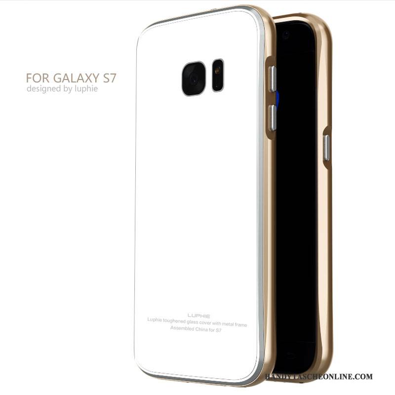 Hülle Samsung Galaxy S7 Metall Temperieren Handyhüllen, Case Samsung Galaxy S7 Schutz Grenze Anti-sturz