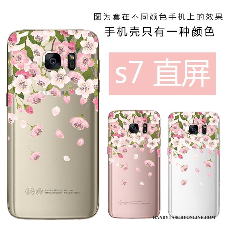 Hülle Samsung Galaxy S7 Prägung Gold Rosa, Case Samsung Galaxy S7 Weiche Handyhüllen Anti-sturz