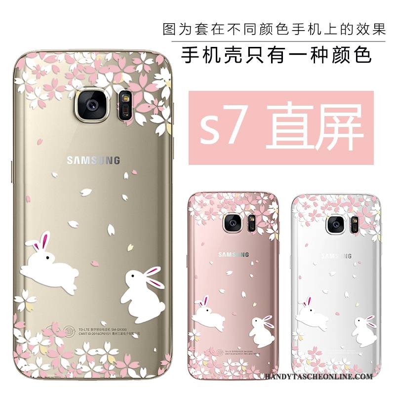 Hülle Samsung Galaxy S7 Prägung Gold Rosa, Case Samsung Galaxy S7 Weiche Handyhüllen Anti-sturz