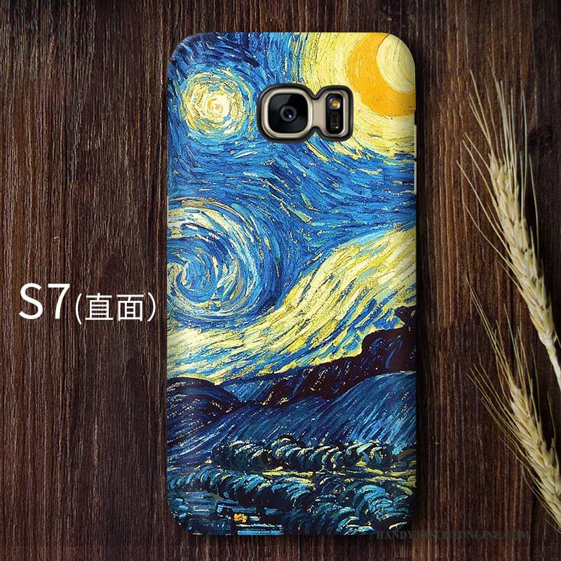 Hülle Samsung Galaxy S7 Retro Kunst Sternenhimmel, Case Samsung Galaxy S7 Schutz Hoch Schwer