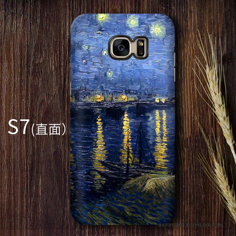 Hülle Samsung Galaxy S7 Retro Kunst Sternenhimmel, Case Samsung Galaxy S7 Schutz Hoch Schwer