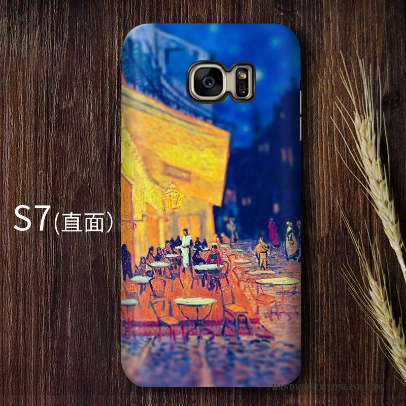 Hülle Samsung Galaxy S7 Retro Kunst Sternenhimmel, Case Samsung Galaxy S7 Schutz Hoch Schwer