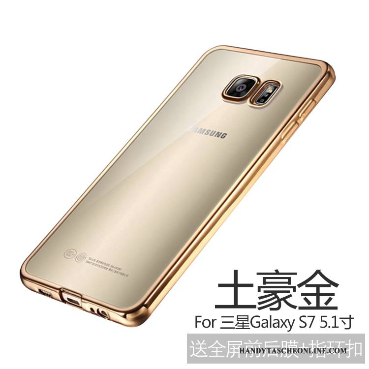 Hülle Samsung Galaxy S7 Schutz Gold Schlank, Case Samsung Galaxy S7 Weiche Handyhüllen Anti-sturz