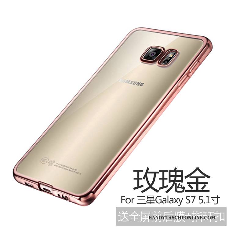 Hülle Samsung Galaxy S7 Schutz Gold Schlank, Case Samsung Galaxy S7 Weiche Handyhüllen Anti-sturz