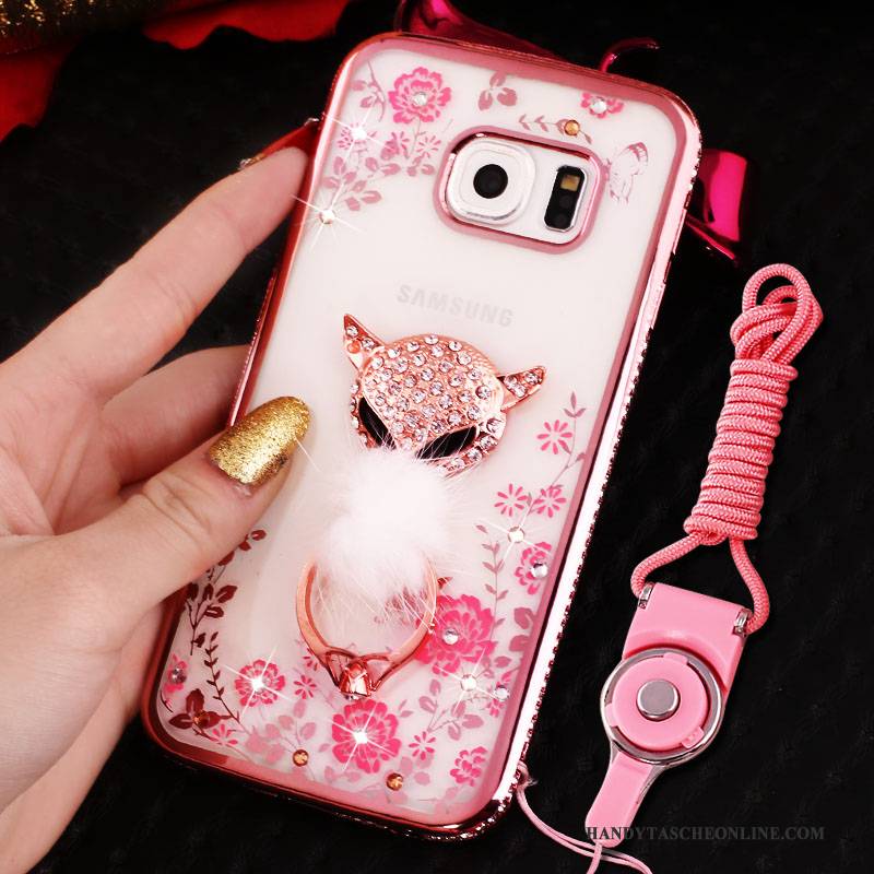 Hülle Samsung Galaxy S7 Schutz Handyhüllen Hängender Hals, Case Samsung Galaxy S7 Rosa Anti-sturz