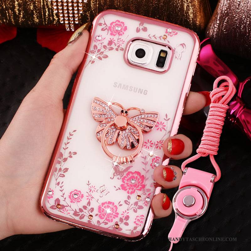 Hülle Samsung Galaxy S7 Schutz Handyhüllen Hängender Hals, Case Samsung Galaxy S7 Rosa Anti-sturz