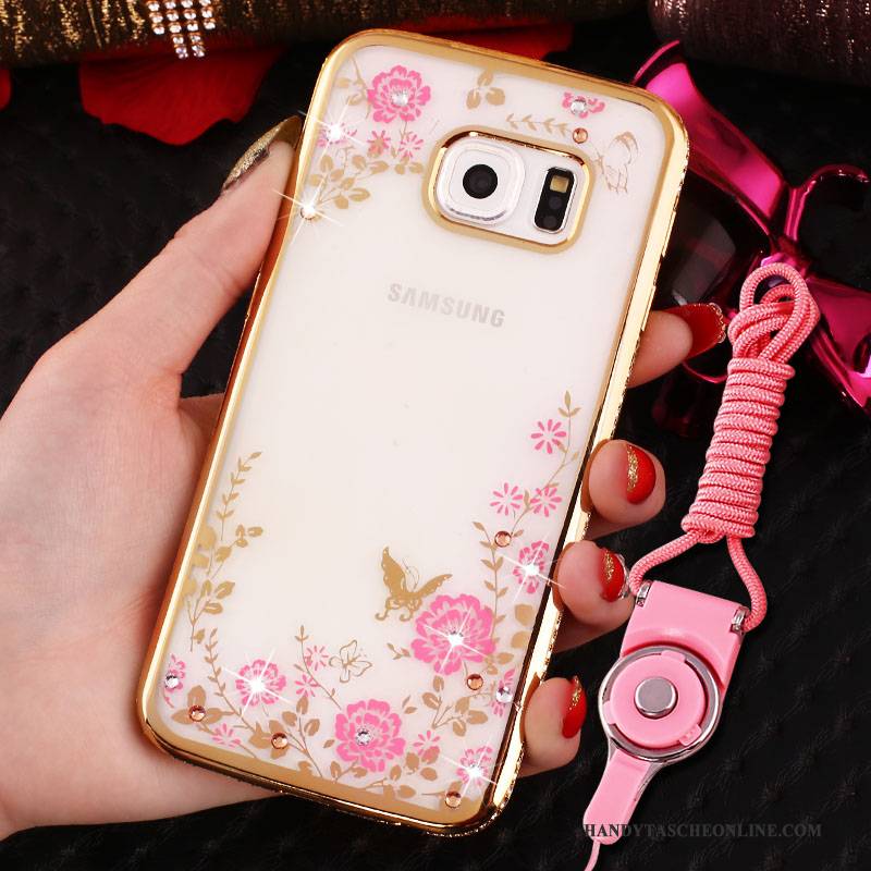 Hülle Samsung Galaxy S7 Schutz Handyhüllen Hängender Hals, Case Samsung Galaxy S7 Rosa Anti-sturz