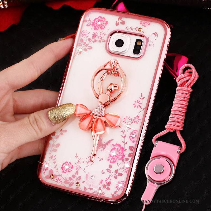 Hülle Samsung Galaxy S7 Schutz Handyhüllen Hängender Hals, Case Samsung Galaxy S7 Rosa Anti-sturz