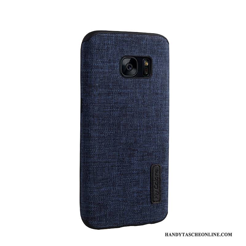 Hülle Samsung Galaxy S7 Schutz Stoff Dunkelblau, Case Samsung Galaxy S7 Taschen Anti-sturz Business