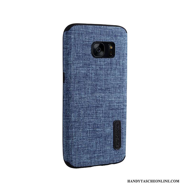 Hülle Samsung Galaxy S7 Schutz Stoff Dunkelblau, Case Samsung Galaxy S7 Taschen Anti-sturz Business