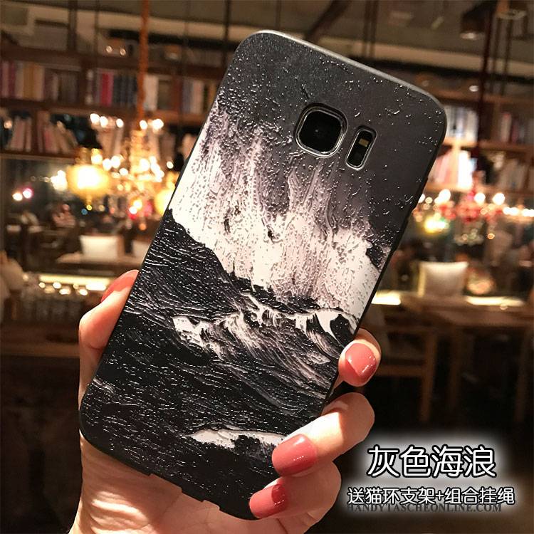 Hülle Samsung Galaxy S7 Silikon Trend Handyhüllen, Case Samsung Galaxy S7 Kreativ Die Wellen Hängende Verzierungen