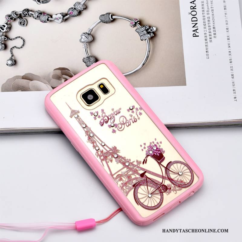 Hülle Samsung Galaxy S7 Strass Rosa Hängende Verzierungen, Case Samsung Galaxy S7 Schutz Anti-sturz