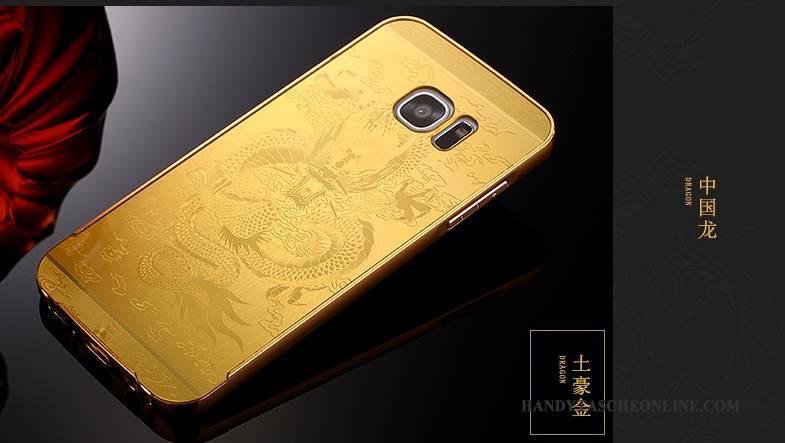 Hülle Samsung Galaxy S7 Taschen Anti-sturz Handyhüllen, Case Samsung Galaxy S7 Schutz Gold Grenze