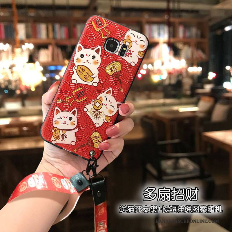 Hülle Samsung Galaxy S7 Taschen Kurz Rot, Case Samsung Galaxy S7 Schutz Lang Nette