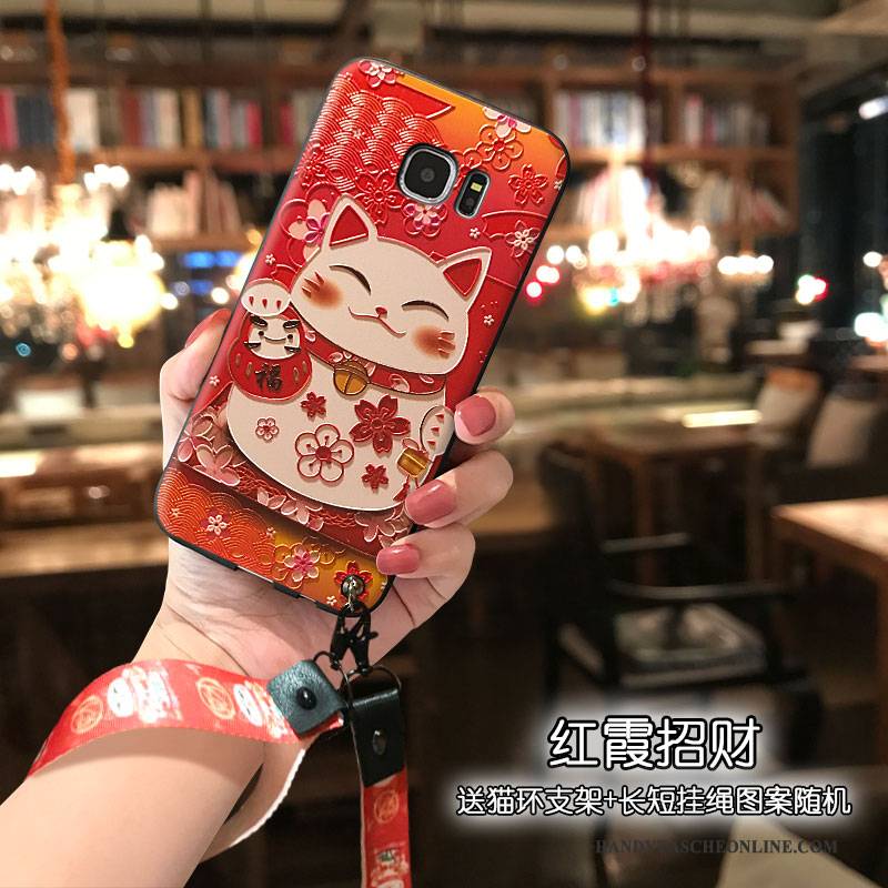 Hülle Samsung Galaxy S7 Taschen Kurz Rot, Case Samsung Galaxy S7 Schutz Lang Nette