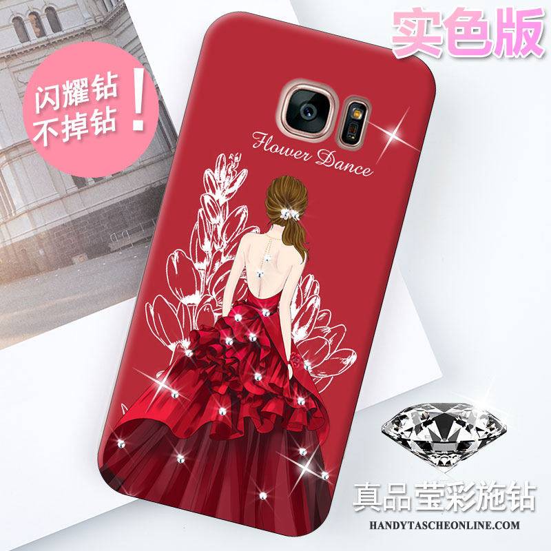 Hülle Samsung Galaxy S7 Taschen Trend Handyhüllen, Case Samsung Galaxy S7 Strass Nette Rot