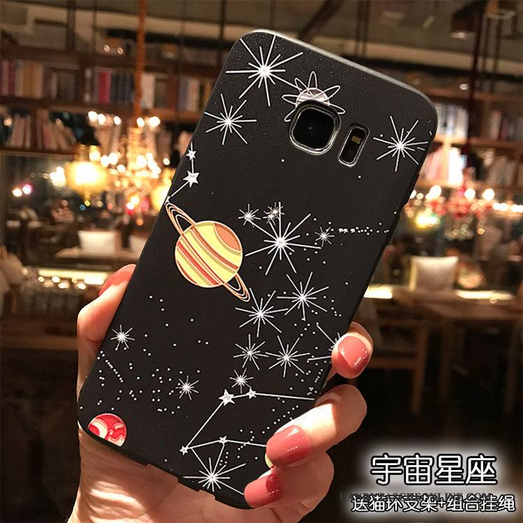 Hülle Samsung Galaxy S7 Taschen Trend Hängende Verzierungen, Case Samsung Galaxy S7 Karikatur Schwarz Persönlichkeit