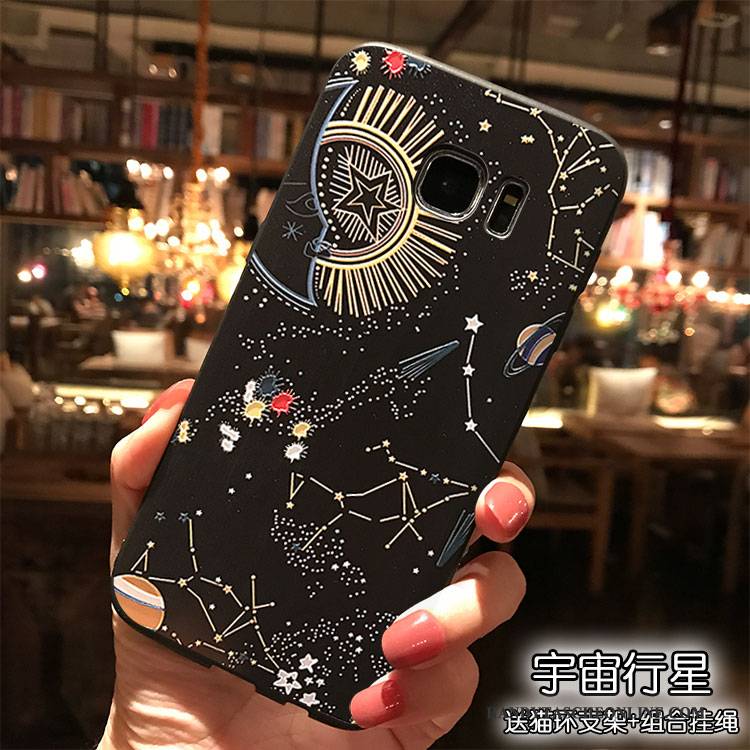 Hülle Samsung Galaxy S7 Taschen Trend Hängende Verzierungen, Case Samsung Galaxy S7 Karikatur Schwarz Persönlichkeit