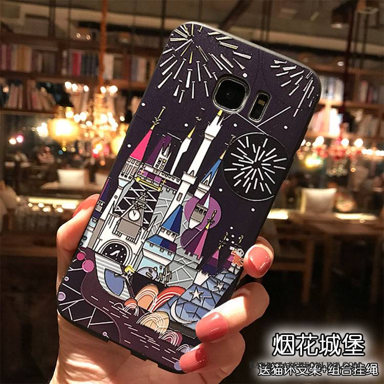 Hülle Samsung Galaxy S7 Taschen Trend Hängende Verzierungen, Case Samsung Galaxy S7 Karikatur Schwarz Persönlichkeit