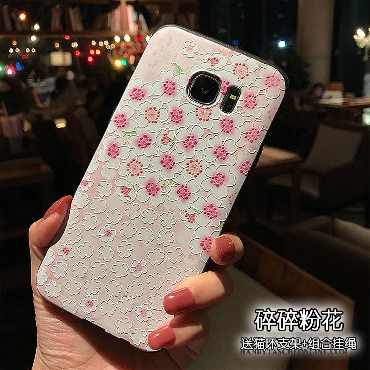 Hülle Samsung Galaxy S7 Weiche Trend Handyhüllen, Case Samsung Galaxy S7 Halterung Schwarz Rosa