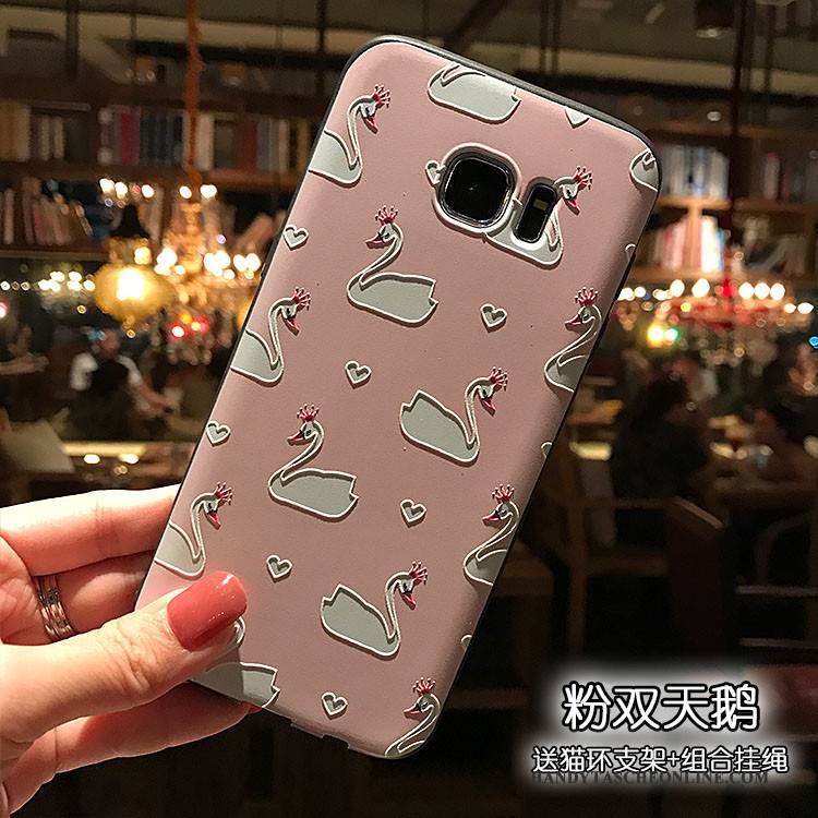 Hülle Samsung Galaxy S7 Weiche Trend Handyhüllen, Case Samsung Galaxy S7 Halterung Schwarz Rosa