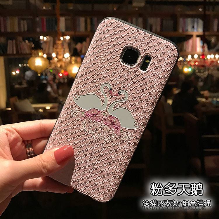 Hülle Samsung Galaxy S7 Weiche Trend Handyhüllen, Case Samsung Galaxy S7 Halterung Schwarz Rosa