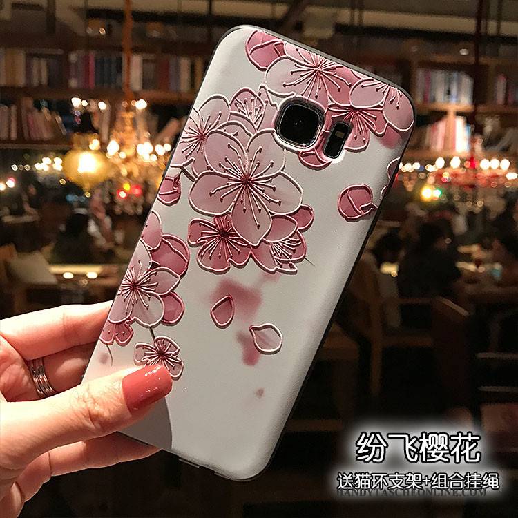 Hülle Samsung Galaxy S7 Weiche Trend Handyhüllen, Case Samsung Galaxy S7 Halterung Schwarz Rosa