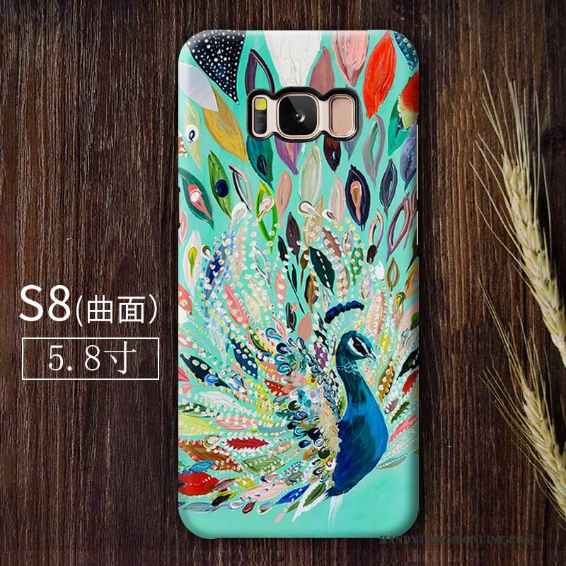 Hülle Samsung Galaxy S8 Farbe Pfau Handyhüllen, Case Samsung Galaxy S8 Kreativ Nubuck Chinesische Art