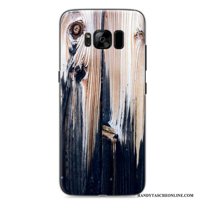 Hülle Samsung Galaxy S8 Gemalt Handyhüllen Dunkelblau, Case Samsung Galaxy S8 Holzmaserung Persönlichkeit Weiß