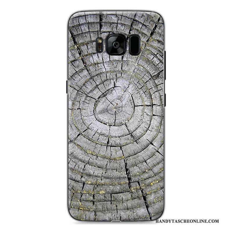 Hülle Samsung Galaxy S8 Gemalt Handyhüllen Dunkelblau, Case Samsung Galaxy S8 Holzmaserung Persönlichkeit Weiß