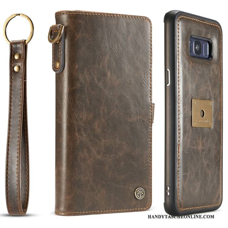 Hülle Samsung Galaxy S8+ Leder Business Schwarz, Case Samsung Galaxy S8+ Lederhülle Hängende Verzierungen Karte