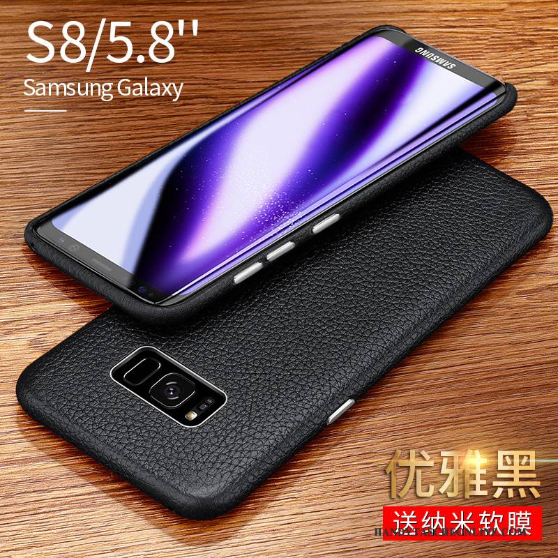 Hülle Samsung Galaxy S8+ Leder Persönlichkeit Schwarz, Case Samsung Galaxy S8+ Luxus Business Dünne