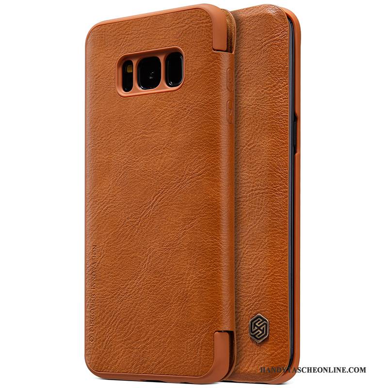 Hülle Samsung Galaxy S8 Lederhülle Business Karte, Case Samsung Galaxy S8 Retro Gold Weiß