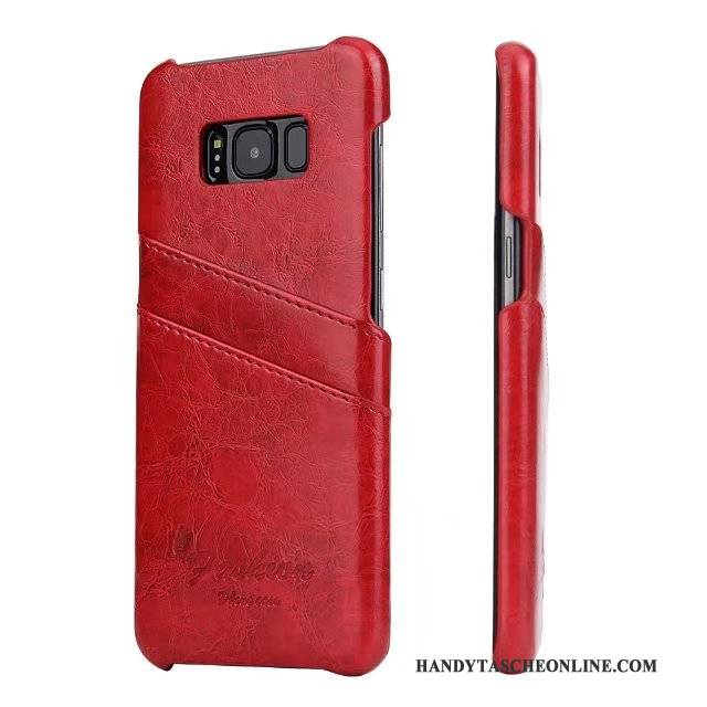 Hülle Samsung Galaxy S8 Lederhülle Handyhüllen Grau, Case Samsung Galaxy S8 Leder Orange Hintere Abdeckung