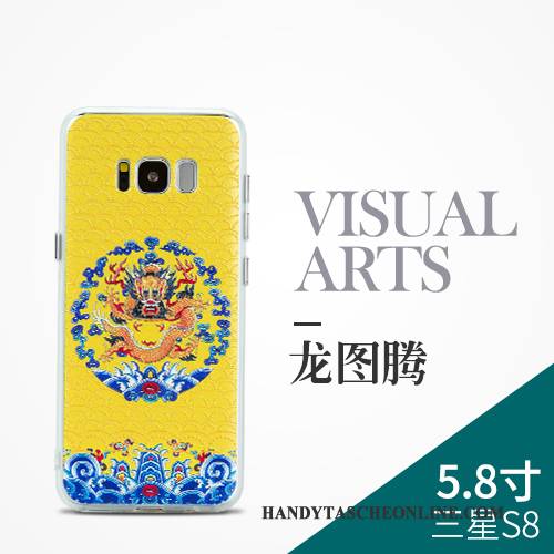 Hülle Samsung Galaxy S8+ Prägung Anti-sturz Handyhüllen, Case Samsung Galaxy S8+ Taschen Chinesische Art Blau