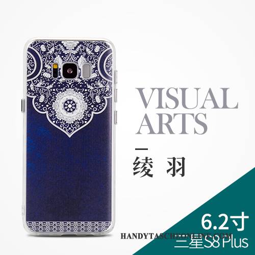 Hülle Samsung Galaxy S8+ Prägung Anti-sturz Handyhüllen, Case Samsung Galaxy S8+ Taschen Chinesische Art Blau