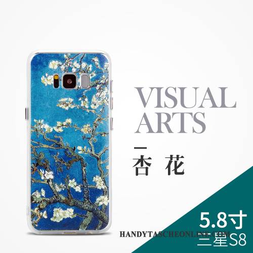 Hülle Samsung Galaxy S8+ Prägung Anti-sturz Handyhüllen, Case Samsung Galaxy S8+ Taschen Chinesische Art Blau