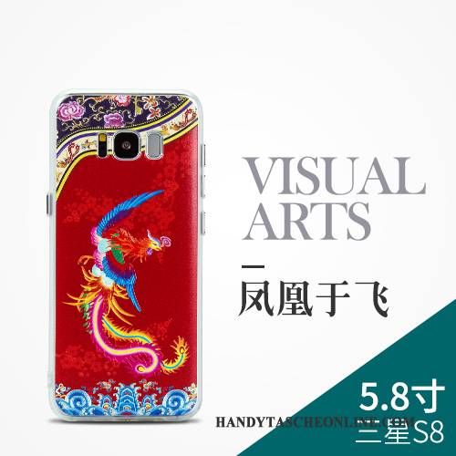 Hülle Samsung Galaxy S8+ Prägung Anti-sturz Handyhüllen, Case Samsung Galaxy S8+ Taschen Chinesische Art Blau