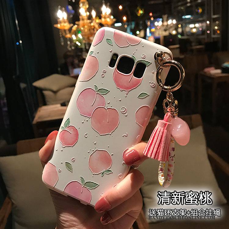 Hülle Samsung Galaxy S8+ Prägung Blütenblätter Handyhüllen, Case Samsung Galaxy S8+ Halterung Pulver Rosa