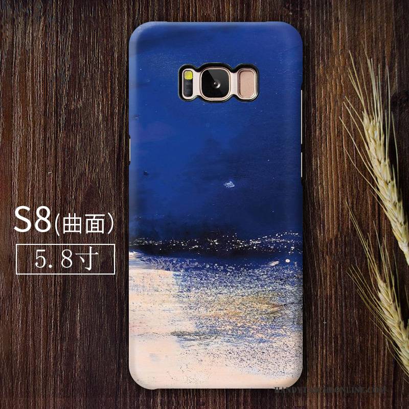 Hülle Samsung Galaxy S8 Retro Nubuck Dunkelblau, Case Samsung Galaxy S8 Kunst Handyhüllen